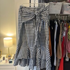 Gianni Bini Black and White Checkered Midi Skirt